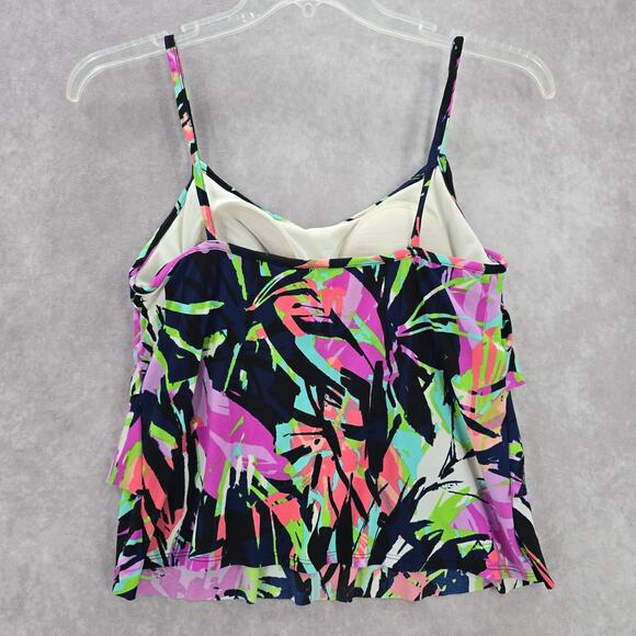 Caribbean Joe Purple Padded Swimwear Tankini Tank Top Medium M 10 - Picture 2 of 7
